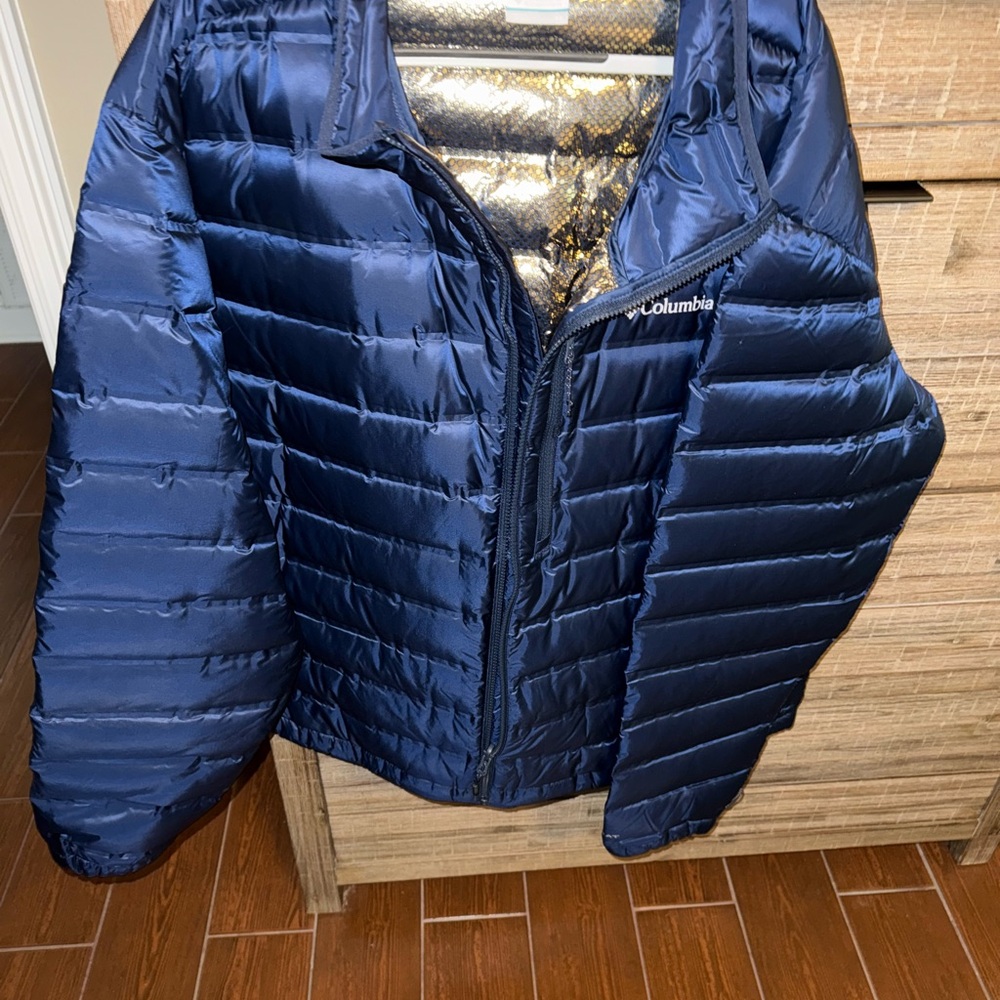 Columbia Omni Heat Infinity Metallic Lined Blue Jacket NWOT never worn